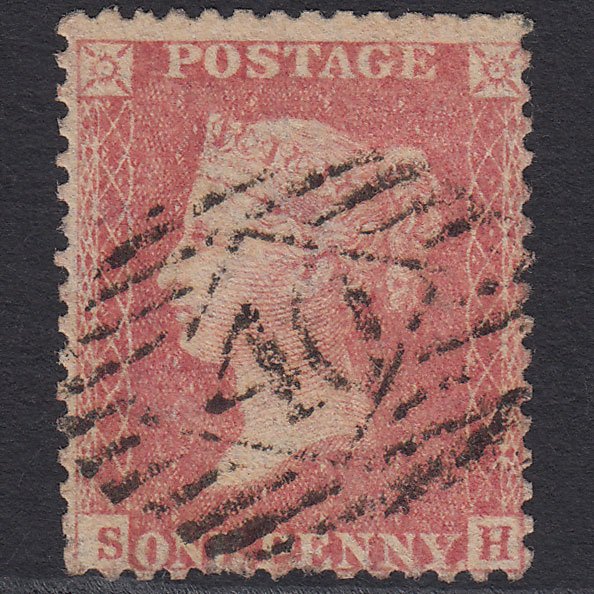 GB QV 1857 1d Pale Rose Transitional (Plate 38) SGC9A(1) SH GU London IS 40