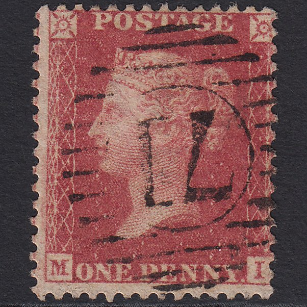 GB QV 1857 1d Rose-red (Plate 56) SG40-C10(1) MI FU London D&S 71 Misperf