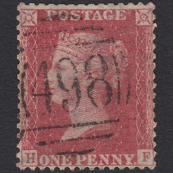 GB QV 1857 1d Rose-red (Plate 49) SG40-C10(1) HF GU Manchester 498 Spoon