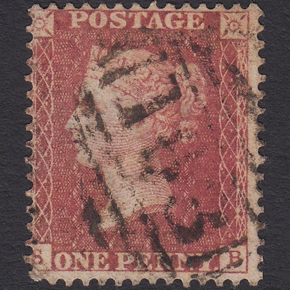 GB QV 1857 1d Rose-red (Plate 27) SG40-C10(1) SB FU Pontypridd 163
