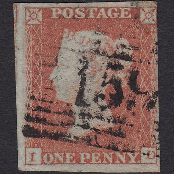 GB QV 1841 1d Red-brown (Plate 94) SG8-B1(1) ID GU 4 Margins Glasgow 159