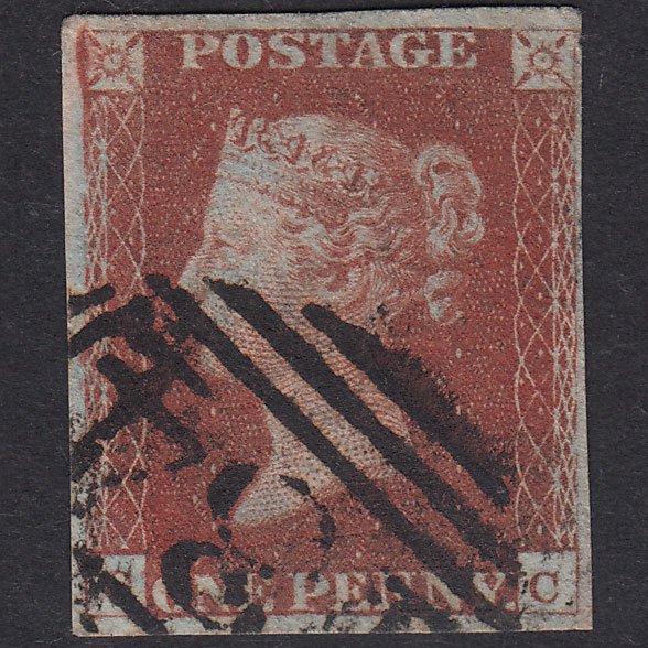 GB QV 1841 1d Red-Brown Plate 66 SG8-B1(1) SC GU 4 Margins Bristol 134
