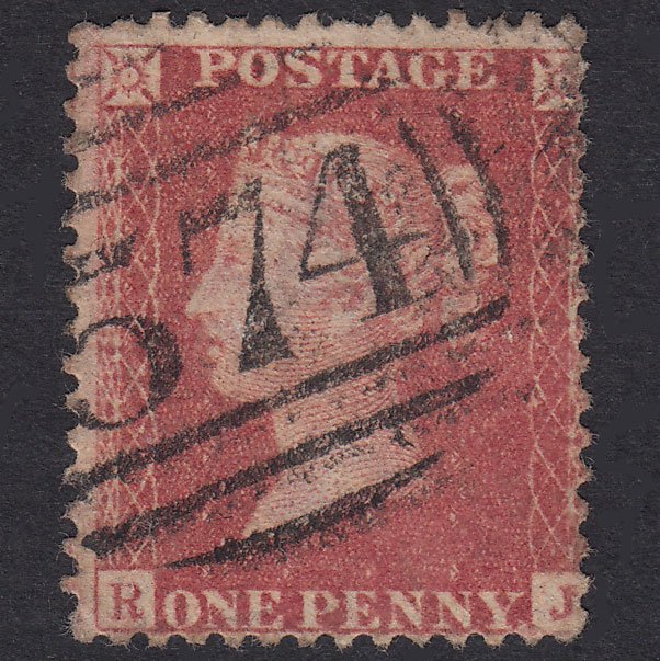 GB QV 1857 1d Rose-Red Plate 68 SG40-C10(1) RJ FU Northwich 574