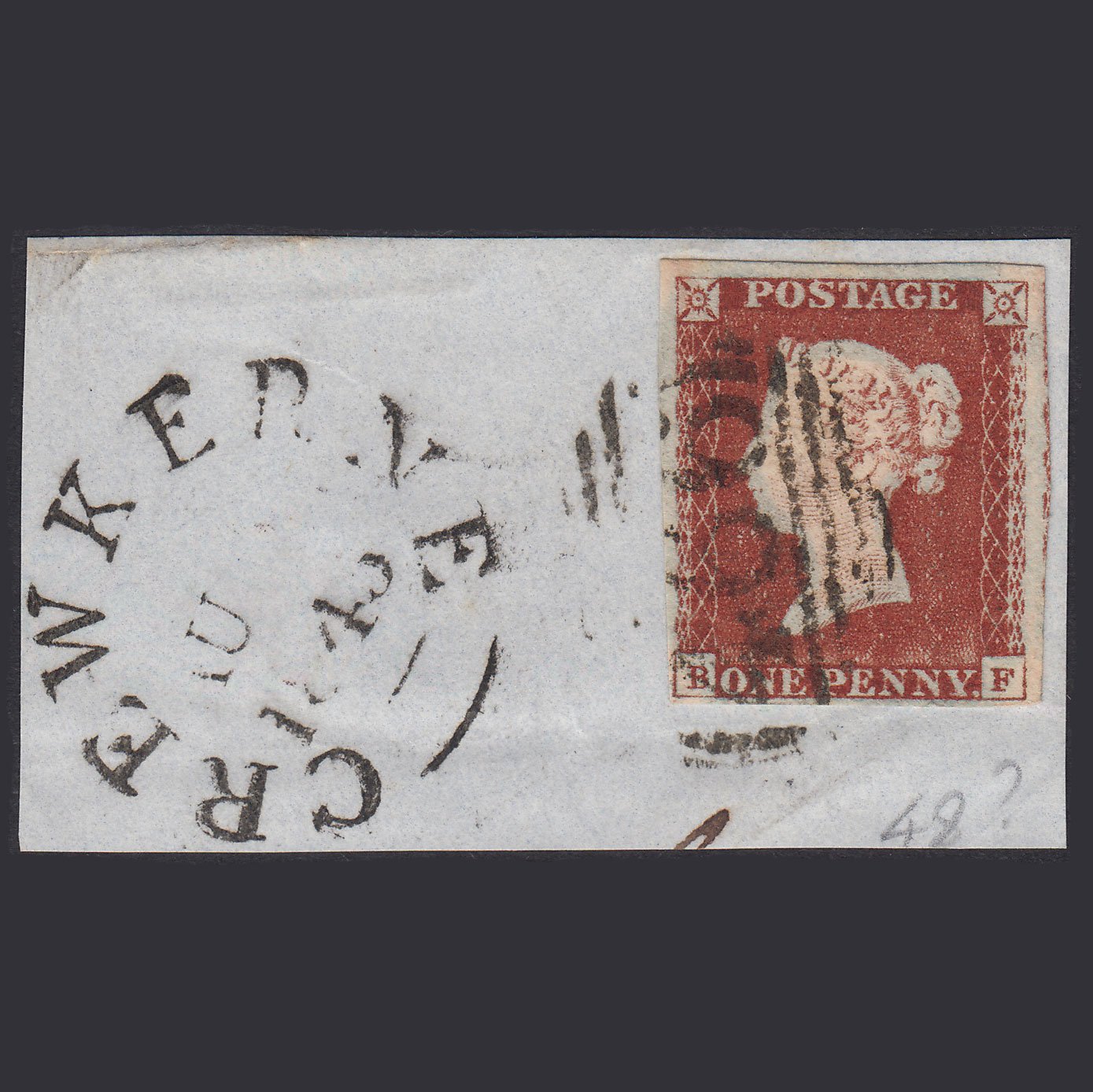GB QV 1841 1d Red-Brown Plate 11 SG7-A2 BF FU 4M Liverpool 466 Late Usage