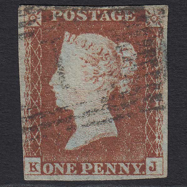 GB QV 1841 1d Red-brown (Plate 69) (SG8) 'KJ' FU Aberdeen (1) nr 4 Margins