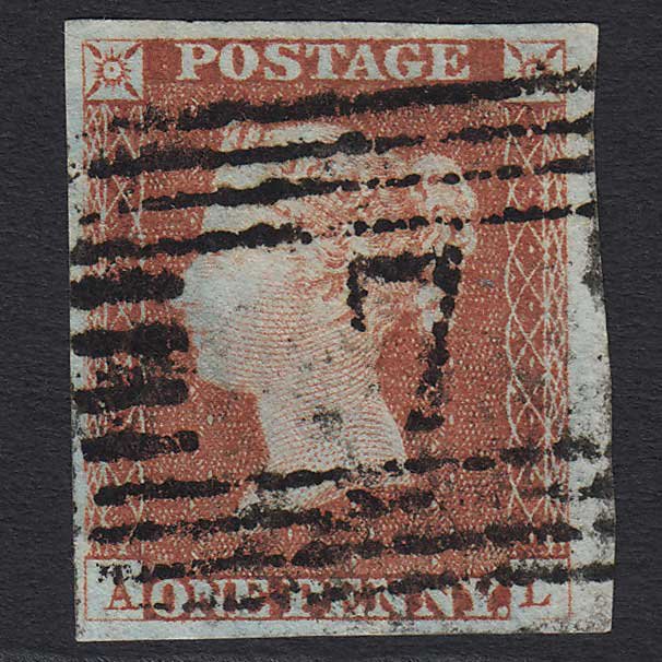 GB QV 1841 1d Red-brown (Plate 65) SG8 'AL' VFU Alloa, Scotland (7) 4M