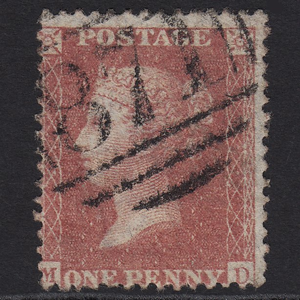 GB QV 1857 1d Pale Rose (Plate 48) SG39-C10(3) MD FU Weston-super-mare 871