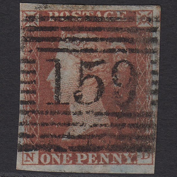 GB QV 1841 1d Red-brown (Plate 127) SG8-B2(1) ND GU 4 Margins Glasgow 159