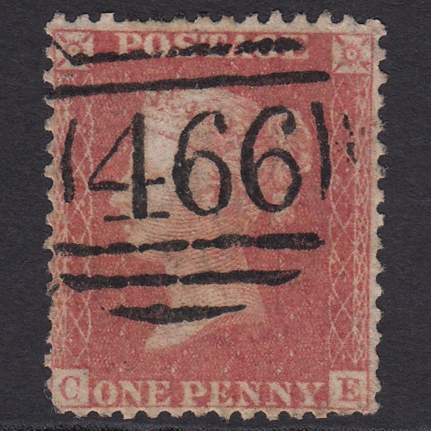 GB QV 1857 1d Pale Rose (Plate 37) SG39-C10(3) CE GU Liverpool 466 Spoon