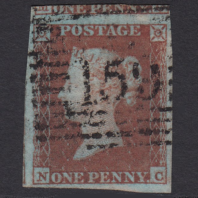 GB QV 1841 1d Very Blued (Plate 107) SG8a-B1(2) NC FU 4M Imperf Glasgow 159