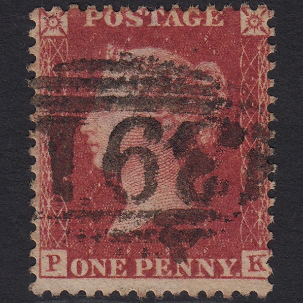 GB QV 1857 1d Deep Rose-red (Plate 52) SG41-C10(4) PK FU Aldbourne 391