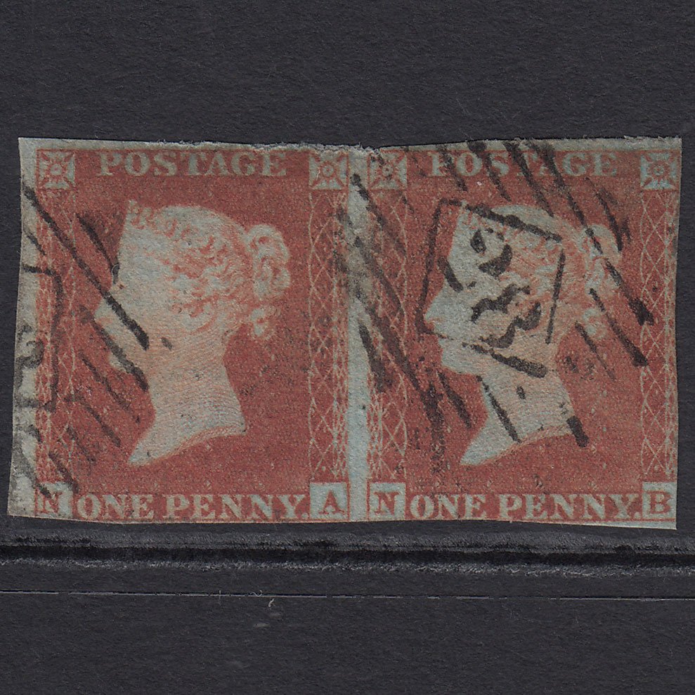 GB QV 1841 1d Red-brown (Plate 138) SG8-B2(1) NA-NB GU Pair London IS 28