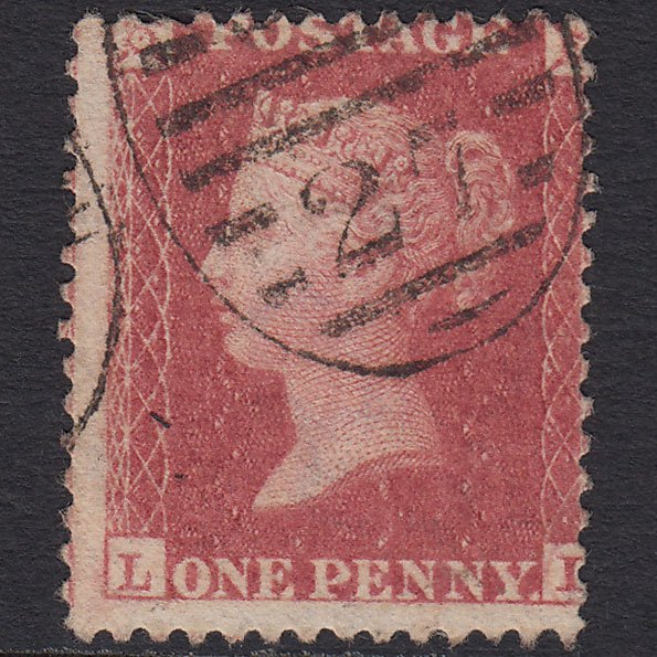 GB QV 1861 1d Rose-red Plate R15 SGC13(1) LI FU London D&S Cancel Misperf