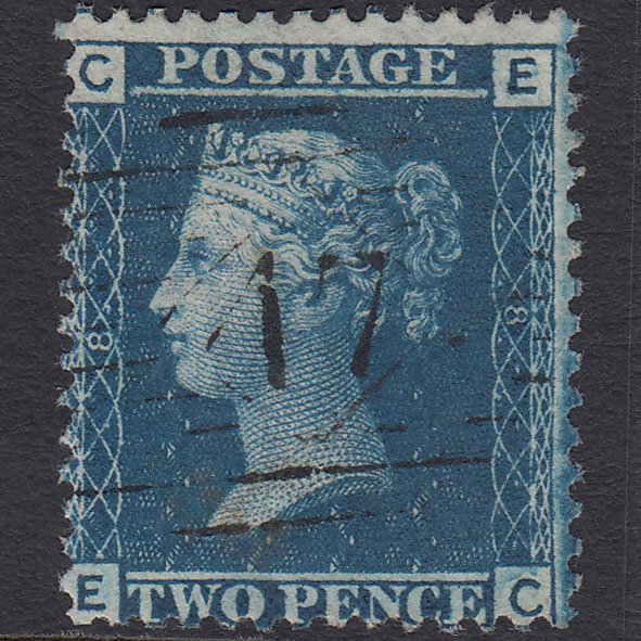 GB QV 1858 2d Blue (Plate 8) SG45-G2 EC VFU London IS 47