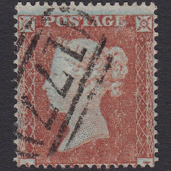GB QV 1854 1d Red-brown SG17-C1(1) GU Cheltenham 177 Misperf