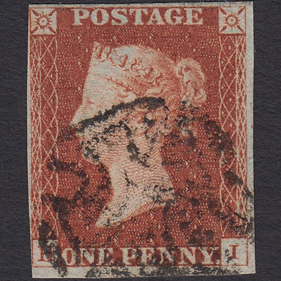 GB QV 1841 1d Red-brown (Plate 25) SG8-B1(1) HI GU 4 Margins Maltese Cross