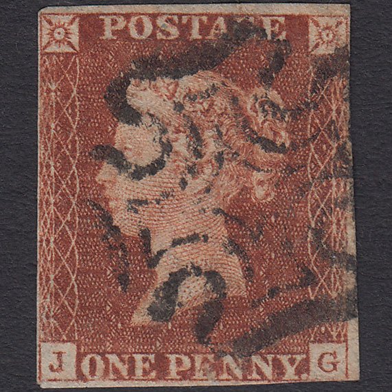 GB QV 1841 1d Red-brown Penny Black (Plate 9) SG7-A2 JG FU nr 4 Margins MX