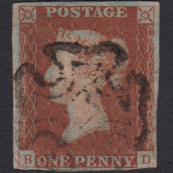 GB QV 1841 1d Red-brown (Plate 21) SG8-B1(1) BD GU nr 4 Margins MX