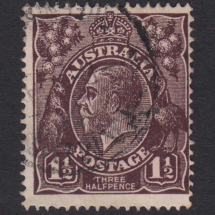 AUSTRALIA 1918 1 1/2d Black-Brown King George V SG58 FU CDS