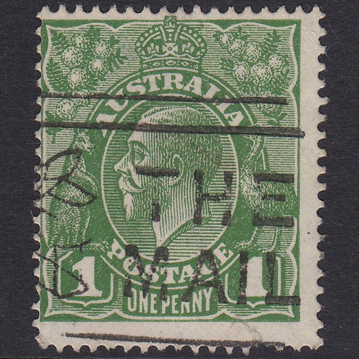 AUSTRALIA 1924 1d Sage-Green Kangaroo SG76 GU Airmail Cancel