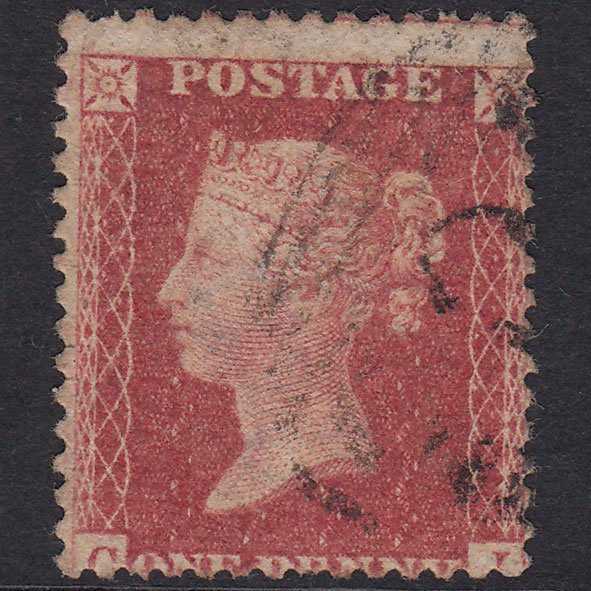 GB QV 1857 1d Rose-Red Plate 57 SG40-C10(1) CI GU Light Cancel