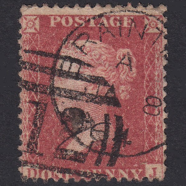 GB QV 1857 1d Rose-Red Plate 27 SG40-C10(1) DJ GU Braintree 112
