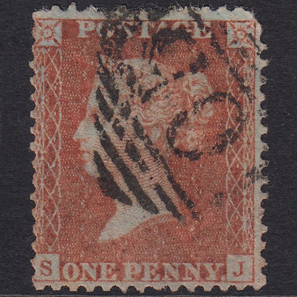 GB QV 1856 1d Red-Brown Plate 37 SG29-C8(1) SJ GU Carrick On Suir 105