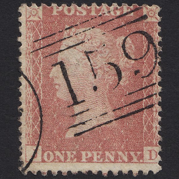 GB QV 1857 1d Pale Rose (Plate 42) SG39-C10(3) JD VFU Glasgow 159