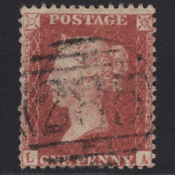 GB QV 1857 1d (Plate 56) SG40-C10(1) LA GU Exeter 285 Marks in A Square