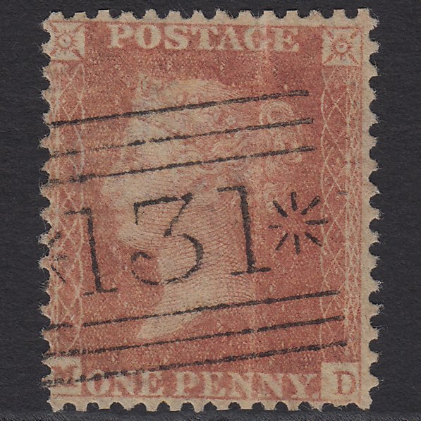 GB QV 1857 1d Pale Red Transitional (Plate 42) SGC9(3) MD GU Edinburgh 131