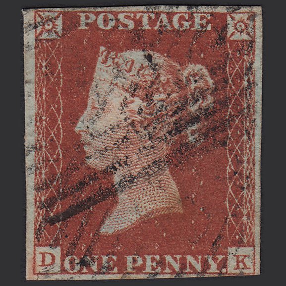 GB QV 1841 1d Deep Red-brown (Plate 51) SG10-B1(4) DK GU 4M Imperf Scotland