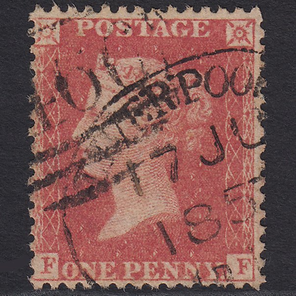 GB QV 1857 1d Rose Transitional (Plate 49) SGC9A(2) FF GU Liverpool 466 Spoon