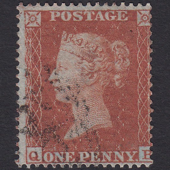 GB QV 1854 1d Red-brown (Plate 180) SG17-C1(1) QB GU Light Cancel Tear