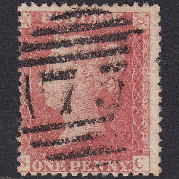 GB QV 1861 1d Pale Rose-red (Plate 51) SG42-C12(4) SC FU Birmingham 75 Misperf