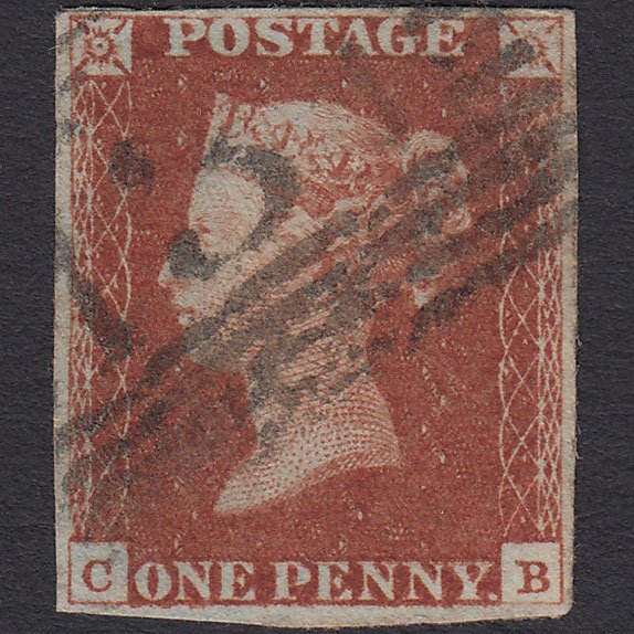 GB QV 1841 1d Red-brown (Plate 55) SG8-B1(1) CB FU 4 Margins Edinburgh 131