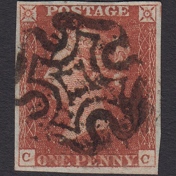 GB QV 1841 1d Red-brown (Plate 34) SG8-B1(1) CC FU 4 Margins Maltese Cross