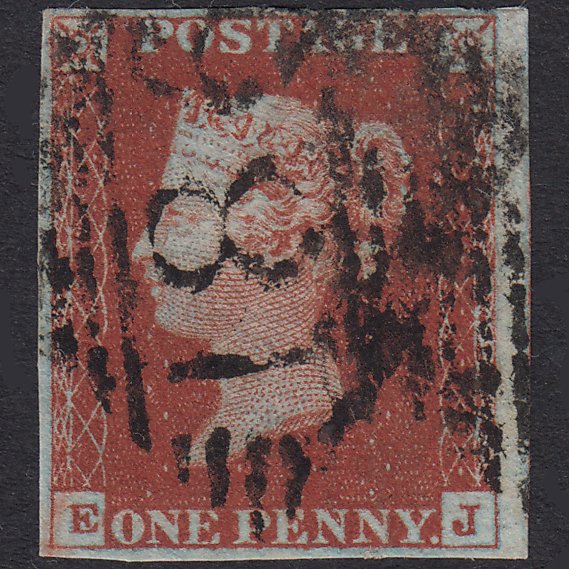 GB QV 1841 1d Deep Red-Brown Plate 50 SG10-B1(4) EJ FU 4M Dublin 186