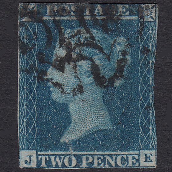 GB QV 1841 2d Blue Plate 3 SG14-E1(2) JE GU Maltese Cross