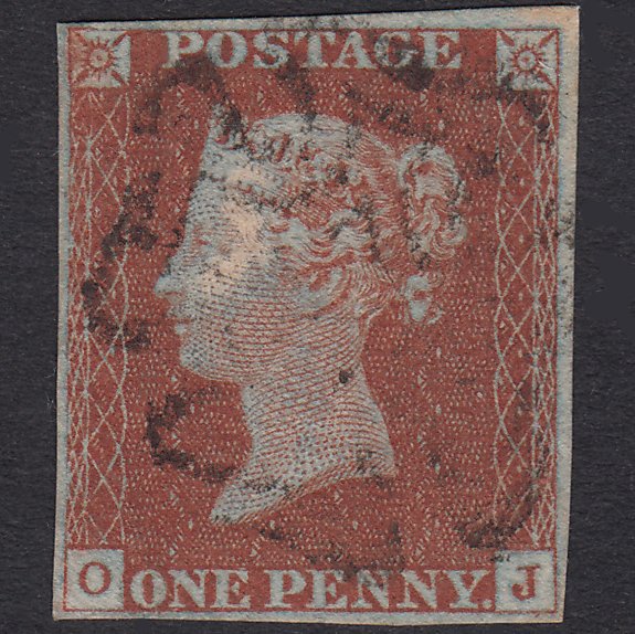 GB QV 1841 1d Red-Brown Plate 38 SG8-B1(1) Ivory Head OJ VFU 4 Margins MX