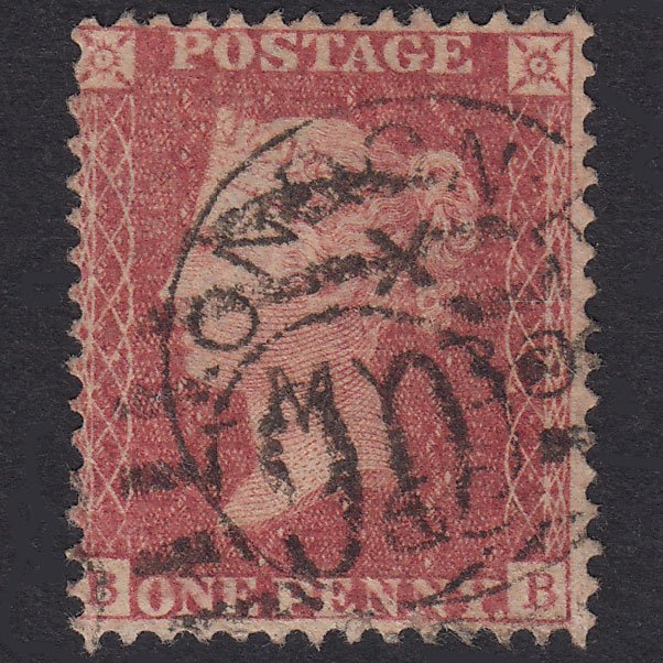 GB QV 1857 1d Rose-Red Plate 68 SG40-C10(1) BB GU London D&S 90