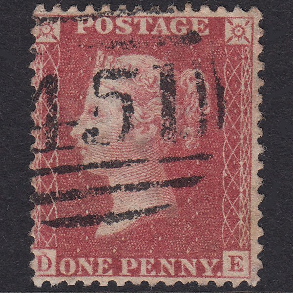 GB QV 1857 1d Rose-Red Plate 37 SG40-C10(1) DE GU Lewes 451