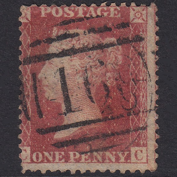 GB QV 1863 1d Rose-Red Plate 50 SG42-C12(1) CC FU Liverpool 466