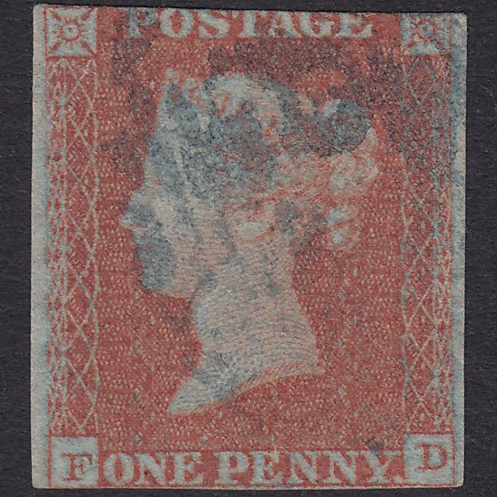 GB QV 1841 1d Red-Brown Plate 125 SG8-B1(1) FD GU Blue-Black Cancel