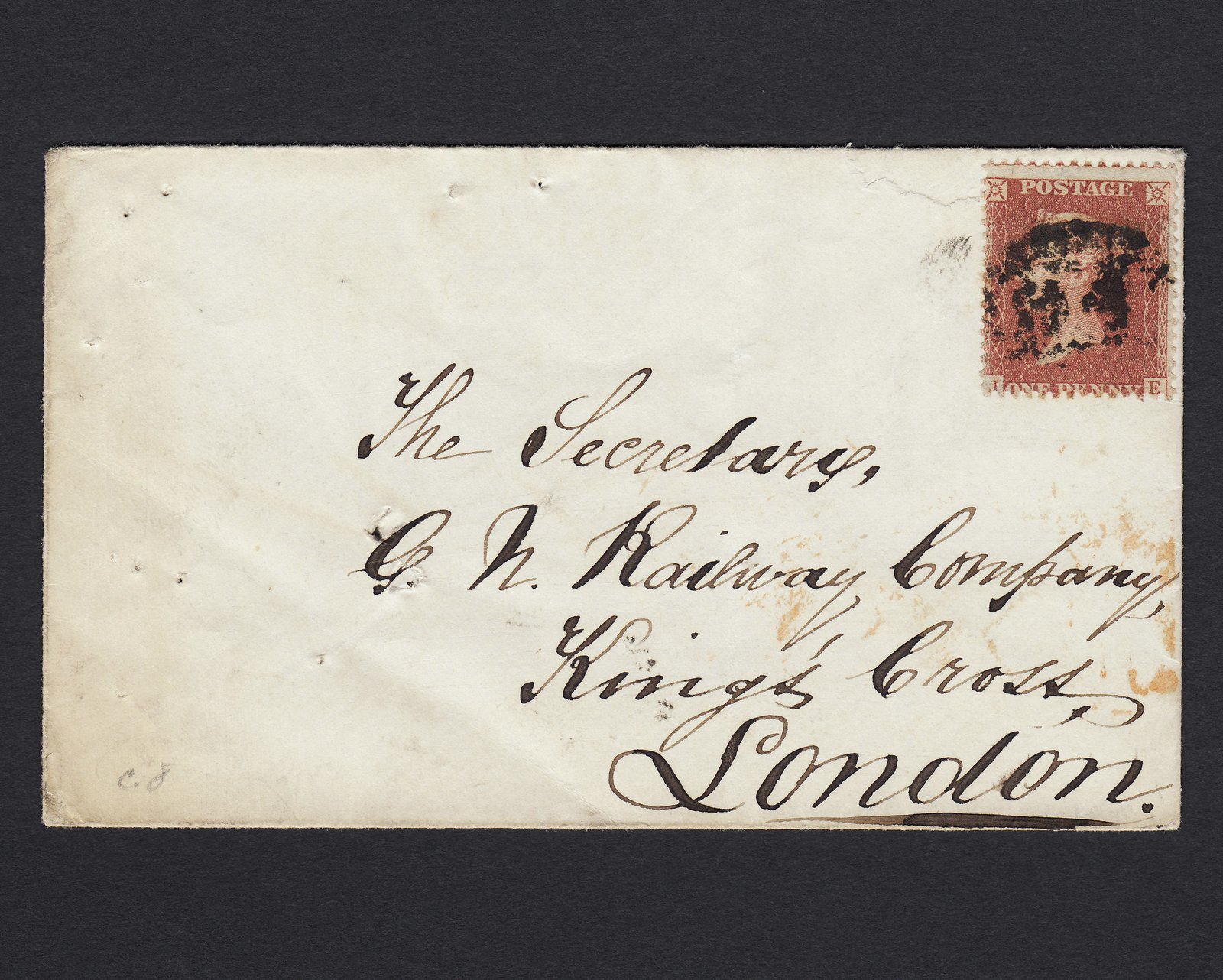 GB QV 1856 1d (Plate 24) SG29-C8(1) JE GU Boston 94 on Cover to King's Cross