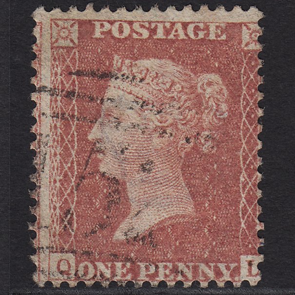 GB QV 1857 1d Rose-red (Plate 56) SG40-C10(1) QL FU Light Cancel Large Misperf