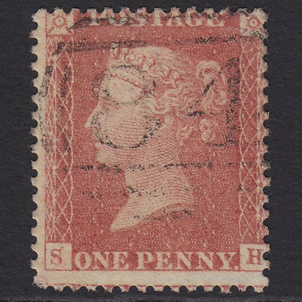 GB QV 1857 1d Pale Rose (Plate 67) SG39-C10(3) SH FU Canterbury 84 Misperf