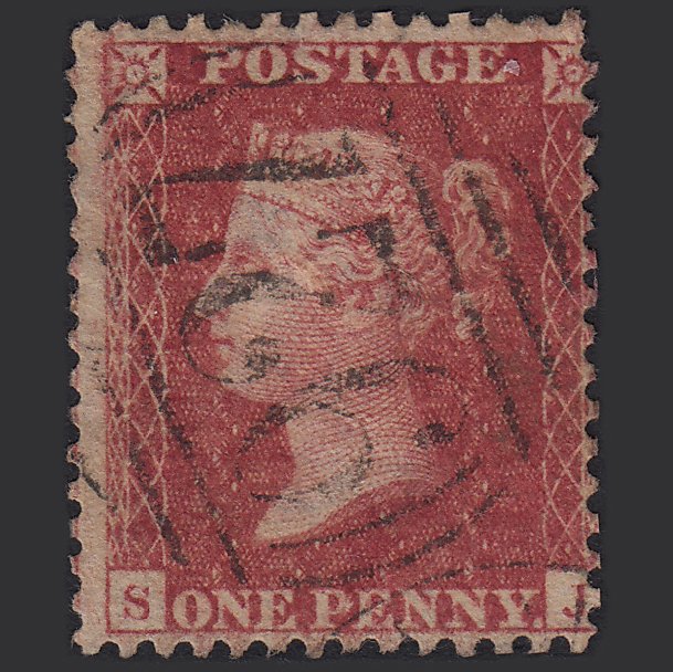 GB QV 1857 1d Rose-red (Plate 59) SG40-C10(1) SJ GU Yarmouth 927 Misperf