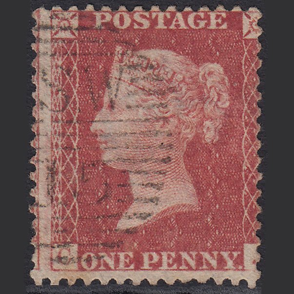 GB QV 1857 1d (Plate 34) SG40-C10(1) CJ GU London D&S SW15 Large Misperf