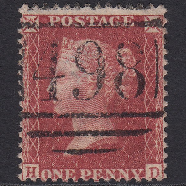 GB QV 1857 1d Deep Rose-red (Plate 36) SG41-C10(4) HD FU Manchester 498