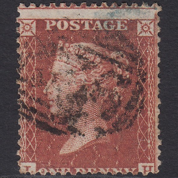 GB QV 1856 1d Red-brown (Plate 27) SG29-C8(1) LH GU Large Misperf